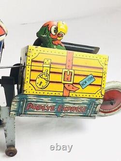 Vintage 1930's Marx POPEYE EXPRESS Wind-UP Tin Litho with Popup PARROT with BOX
