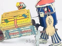 Vintage 1930's Marx POPEYE EXPRESS Wind-UP Tin Litho with Popup PARROT with BOX