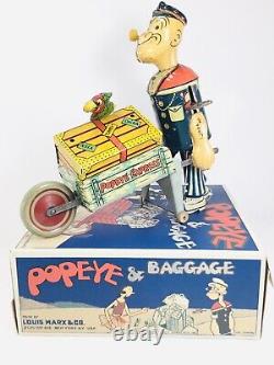 Vintage 1930's Marx POPEYE EXPRESS Wind-UP Tin Litho with Stationary PARROT with BOX