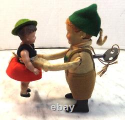 Vintage 1930's Schuco Wind Up Bavarian Dancing Boy and Girl Germany Works