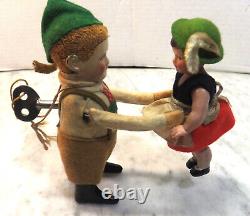 Vintage 1930's Schuco Wind Up Bavarian Dancing Boy and Girl Germany Works