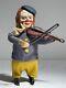 Vintage 1930's Schuco Wind Up Toy Clown Playing Violin Blue/Yellow Germany