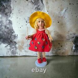Vintage 1930s Italian Felt Character Girl, Series Lenci with Toy Accessories