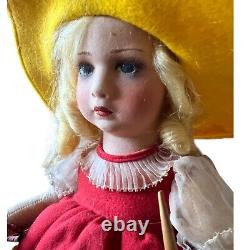 Vintage 1930s Italian Felt Character Girl, Series Lenci with Toy Accessories