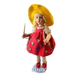 Vintage 1930s Italian Felt Character Girl, Series Lenci with Toy Accessories