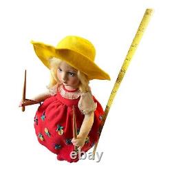 Vintage 1930s Italian Felt Character Girl, Series Lenci with Toy Accessories