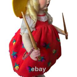 Vintage 1930s Italian Felt Character Girl, Series Lenci with Toy Accessories