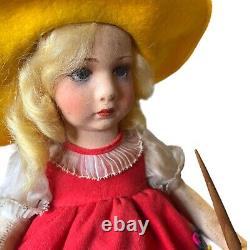 Vintage 1930s Italian Felt Character Girl, Series Lenci with Toy Accessories