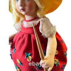 Vintage 1930s Italian Felt Character Girl, Series Lenci with Toy Accessories