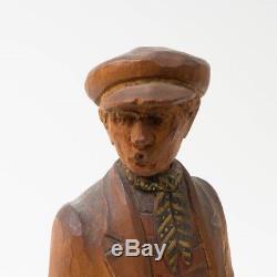 Vintage 1930s Karl Griesbaum Carved Wood Whistler Automaton Figurine 14 Tall