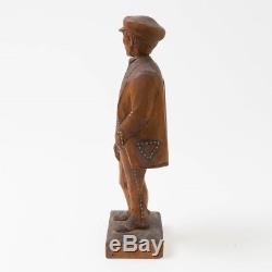 Vintage 1930s Karl Griesbaum Carved Wood Whistler Automaton Figurine 14 Tall