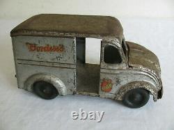 Vintage 1930s Kingsbury Toys Press Steel Windup Divco Bordens Milk Truck Works