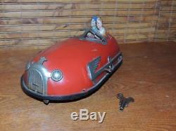 Vintage 1930s Lindstrom Tin Wind-up Skeeter Bug Bumper Car with Key WORKS! NICE