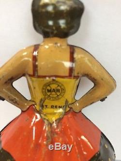 Vintage 1930s MARX Ballerina Skater Spinning Top Tin Lithograph Toy WithKey WORKS
