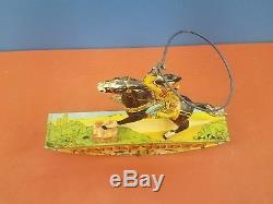 Vintage 1930s Marx RANGE RIDER Tin Litho Wind Up Toy Cowboy Western Horse