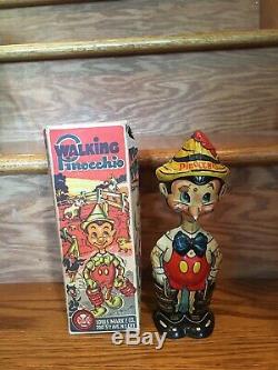 Vintage 1930s Tin Walking Pinocchio Windup Original Boxed Made By Marx