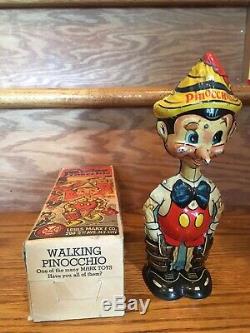 Vintage 1930s Tin Walking Pinocchio Windup Original Boxed Made By Marx