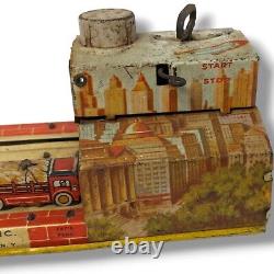 Vintage 1930s Unique Art MFG. Co. Tin Litho Lincoln Tunnel Wind Up Toy Complete
