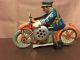 Vintage 1930s era Tin Litho Marx Toy Mechanical Windup Police Motorcycle DM-206