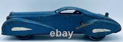 Vintage 1936 Marx Marvel Car Reversible Bumper Blue Metal Coupe Windup with Key
