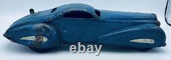 Vintage 1936 Marx Marvel Car Reversible Bumper Blue Metal Coupe Windup with Key