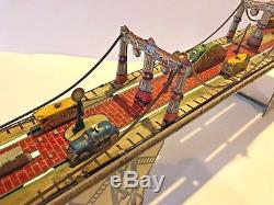 Vintage 1937 Louis Marx & Co. BUSY BRIDGE Toy Tin Litho Wind-up