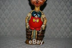 Vintage 1939 Marx Pinocchio Wind-Up Toy Walt Disney, Moving Eyes, Brown Feet