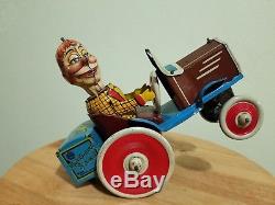 Vintage 1939 Marx Wind Up Mortimer Snerd Crazy Car Tin Litho Toy Works perfect