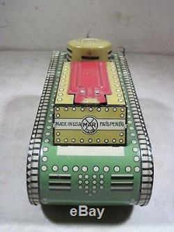 Vintage 1940's Marx Tin Litho Wind Up Sparkling Doughboy Army Tank Toy WithBox USA