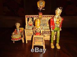 Vintage 1940's Unique Art Li'l Abner And His Dog Patch Band Tin Windup Toy