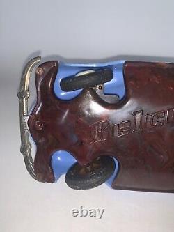 Vintage 1940s BELCO LUX Plastic Key Wind Push Button Car Toy Futuristic GERMANY