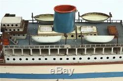 Vintage 1940s Fleischmann Ocean Liner Tin Windup 20 Toy Clockwork Boat Ship VN