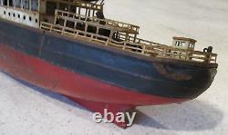 Vintage 1940s Gebruder Fleischmann GFN Wind Up Tin Ocean Steamer Boat Toy 20