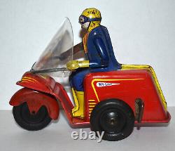 Vintage 1940s Nylint Toys Wind Up 3 Wheel Cushman ScootCycle Motorcycle Toy