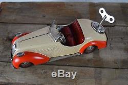 Vintage 1940s US Zone Germany Distler Tin Windup Convertible BMW Toy Car Working