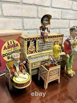 Vintage 1945 Lil Abner & Dogpatch Band Tin Litho Piano Windup Toy with Repro Box