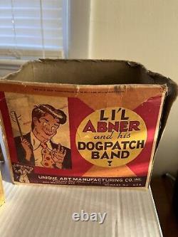 Vintage 1945 Lil Abner and his Dogpatch Band Tin Litho Piano Windup Toy Pioneer