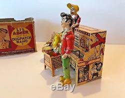 Vintage 1945 Unique Art Li'L Abner Dog Patch Band Tin Wind Up Toy With Box