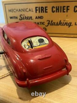 Vintage 1948 Hudson fire chief wind up car by Marx With Original Box, Key Works