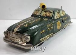 Vintage 1949 Marx Dick Tracy Siren Squad Car Tin Wind Up Toy Needs Repair