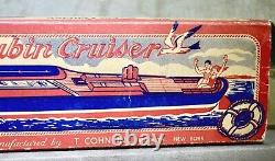 Vintage 1950's 60's T Cohn Inc Toy Tin Wind Up Boat withBOX! WORKS! 15 -WOW