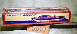 Vintage 1950's 60's T Cohn Inc Toy Tin Wind Up Boat withBOX! WORKS! 15 -WOW