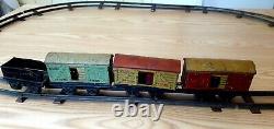 Vintage 1950's Argentina Tin Toy Train Set withTracks Rare Rural Model No Wind Up
