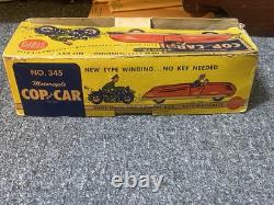 Vintage 1950's Cycle Cop and Car No. 345 by Automatic Toy Company withBox RARE