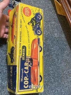 Vintage 1950's Cycle Cop and Car No. 345 by Automatic Toy Company withBox RARE