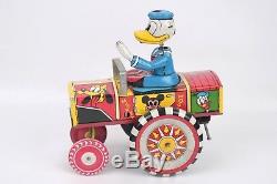 Vintage 1950's Line MAR Marx Donald Duck Dipsy Car Tin Windup with Rare Tin Head