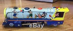 Vintage 1950's Mar Lines Walt Disney Mickey Mouse Metal Wind Up Train 4 piece