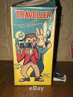 Vintage 1950's Traveller Monkey with Camera Clockwork Wind Up Alps Toys Japan