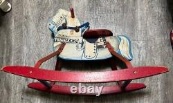 Vintage 1950's Wood And Metal Rocking Horse Toy N N HILL BRASS CO / Trigger RR
