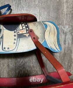 Vintage 1950's Wood And Metal Rocking Horse Toy N N HILL BRASS CO / Trigger RR